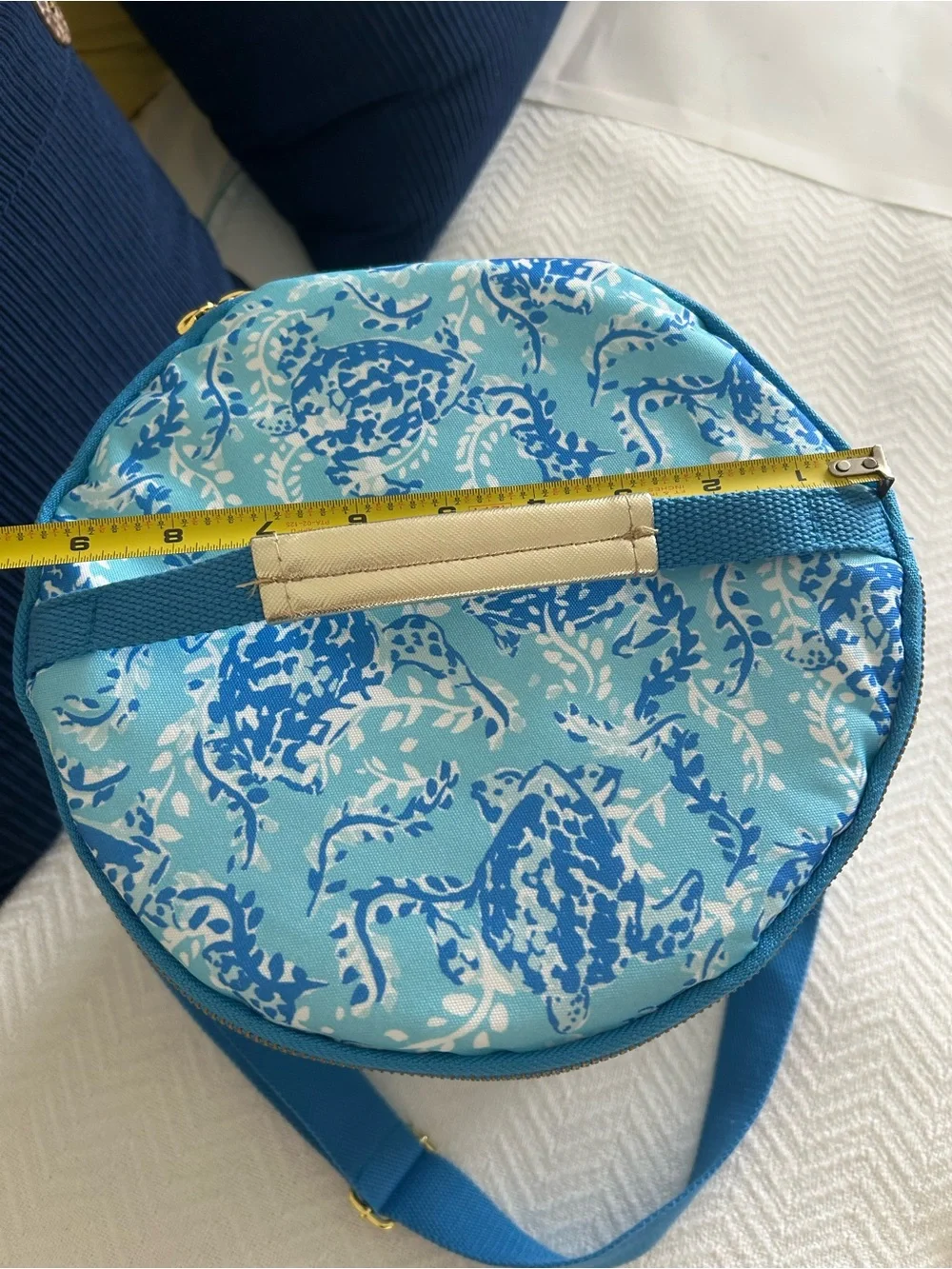 New Lilly beach Cooler Bag Light Blue & Navy Floral Beach Boat